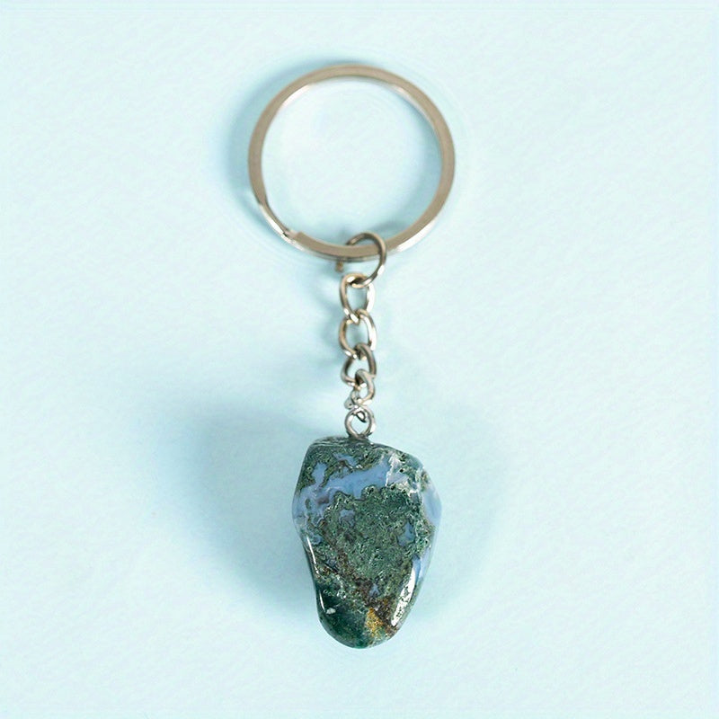 Natural Stone Healing Crystal Agate Keychain Pendant Bag Buckle Key Chain