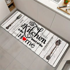 1pc Flannel Kitchen Floor Mat Soft Rug Rustic Wooden Waterproof Kitchen Mat