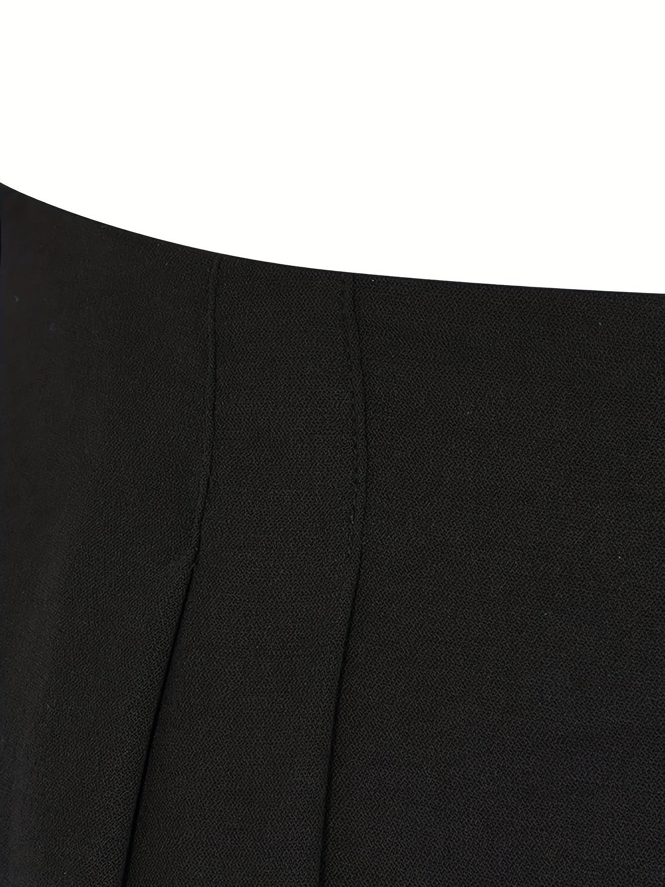  Solid Plicated High Rise Wide Leg Trousers