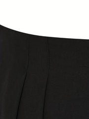  Solid Plicated High Rise Wide Leg Trousers