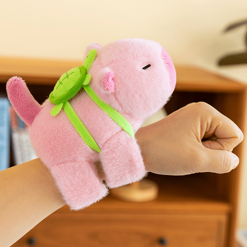 Pink Capybara Plush Toy Bracelet Soft Plush Material Interactive Kids Gift