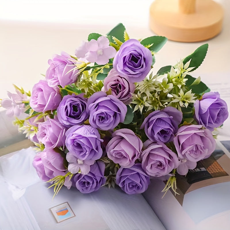 10 Forks Artificial Rose Flowers Real Touch Arrangement Home Room Wedding Decor