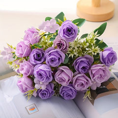 10 Forks Artificial Rose Flowers Real Touch Arrangement Home Room Wedding Decor