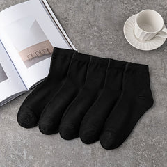 5 Pairs Solid Socks Comfy & Breathable All match Socks Women's Stockings