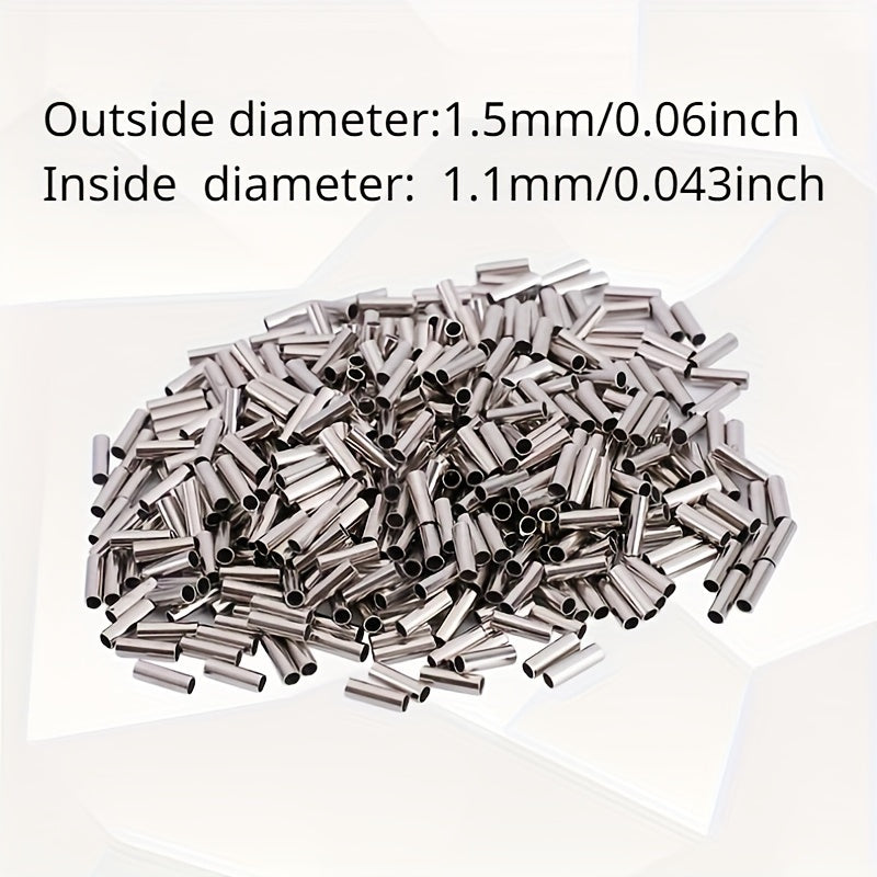 500pcs Copper Tube Connectors Crimping Sleeves Fishing Line Wire Leader