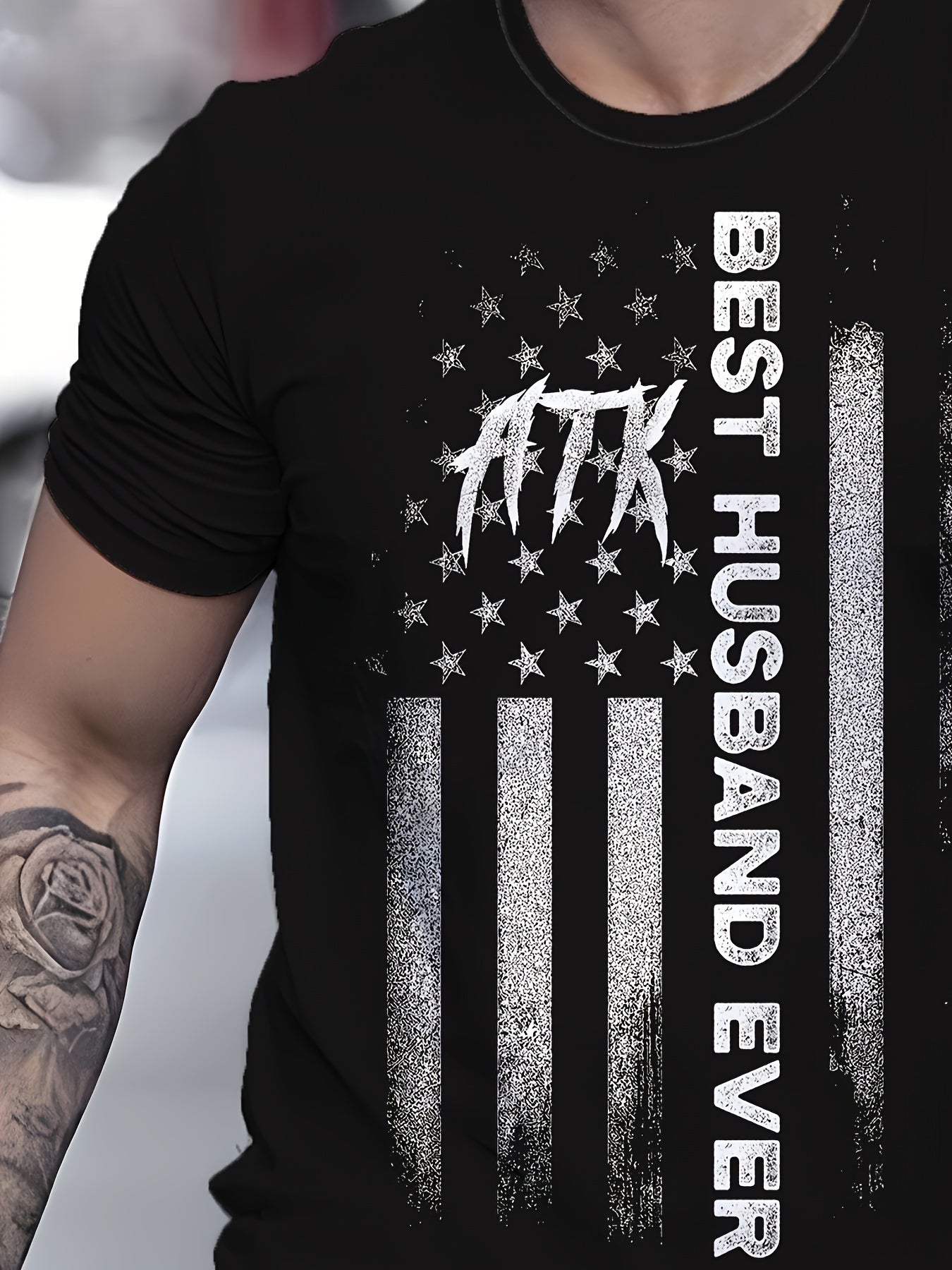 Flag Pattern Print Men's Short Sleeve Comfy T-shirt