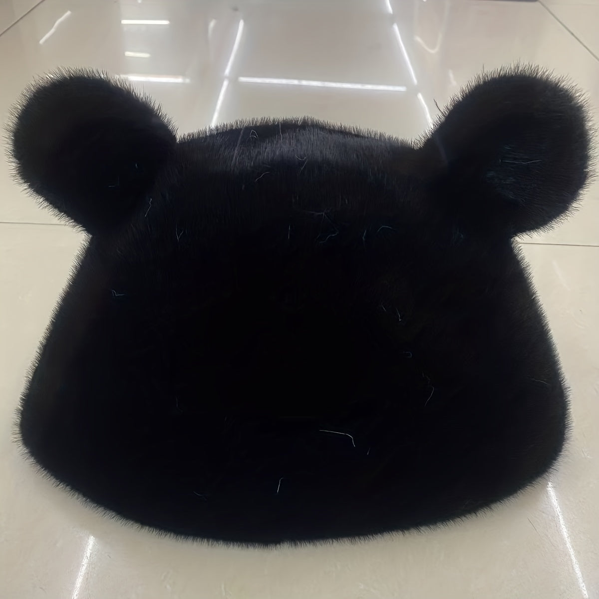 Bear Ears Plush Cloche Hats Faux Fur Warm Bucket Hat