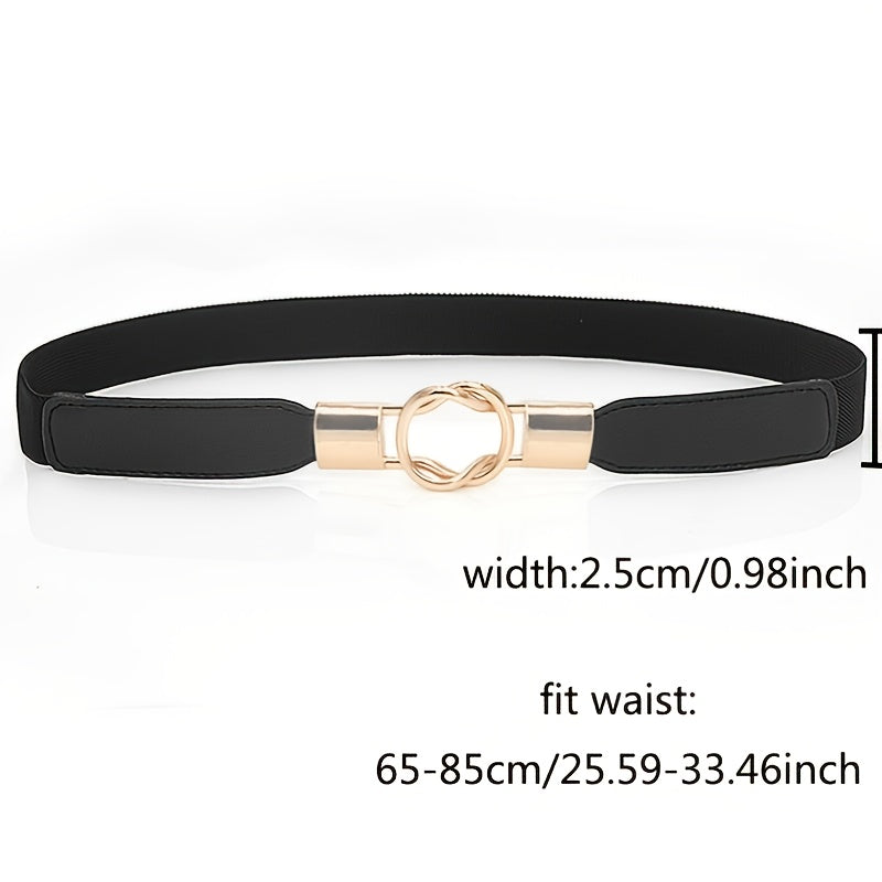 Women Retro Skinny Waist Belt with Golden Buckle