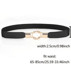 Women Retro Skinny Waist Belt with Golden Buckle