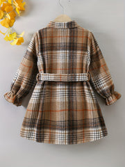Girls' Flannel Plaid Jacket Button Down Shirt Top