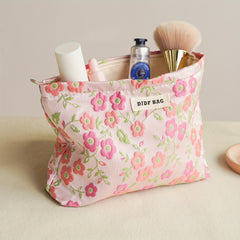 Women's Large Capacity Flowers Cosmetic Bag Portable Canvas Storage Bag