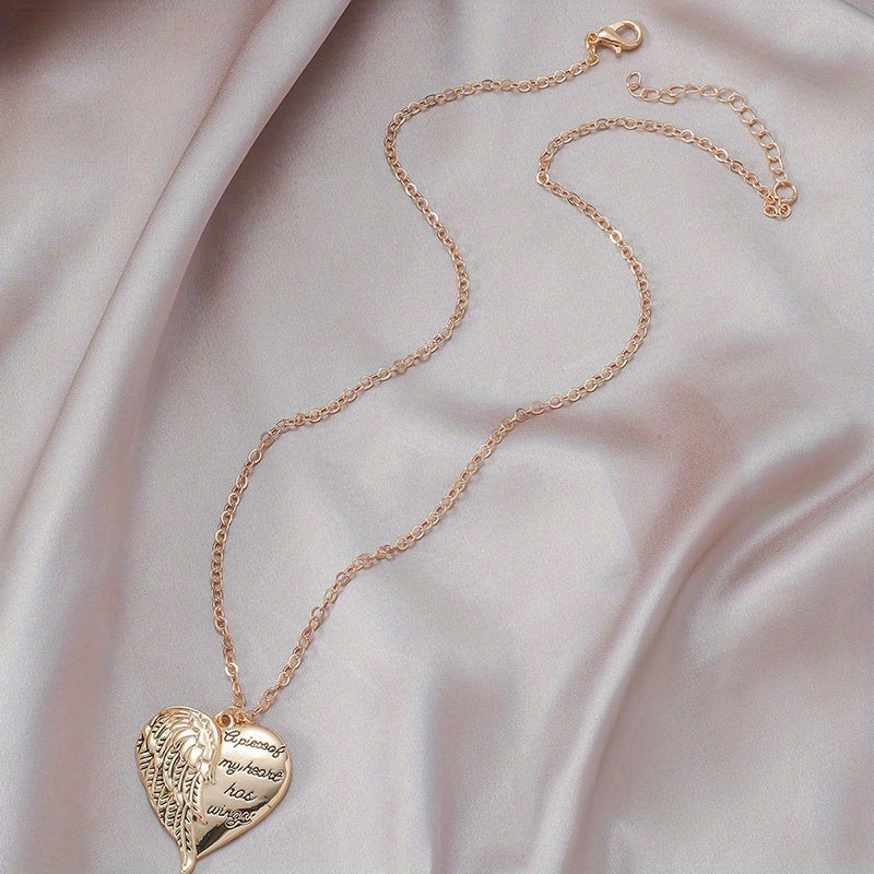 Feather Heart Letter Heart Necklace Women's Fine Jewelry