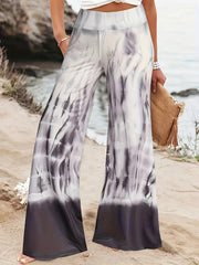  Tie Dye Flared Leg Pants Low Rise High Stretch
