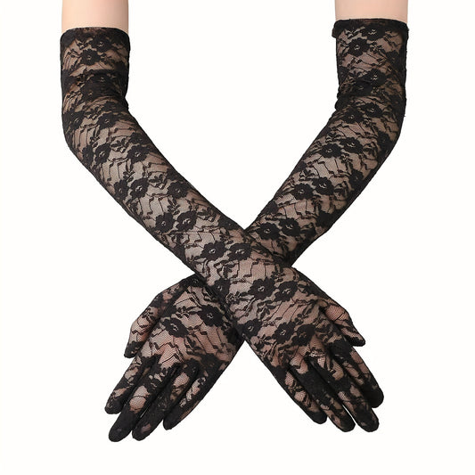Floral Wedding Gloves Elbow Length Flapper Accessories
