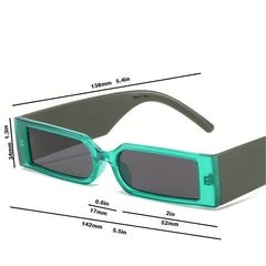 Vintage Hip Hop Rectangle Sunglasses Narrow Frame Shades Eyewear
