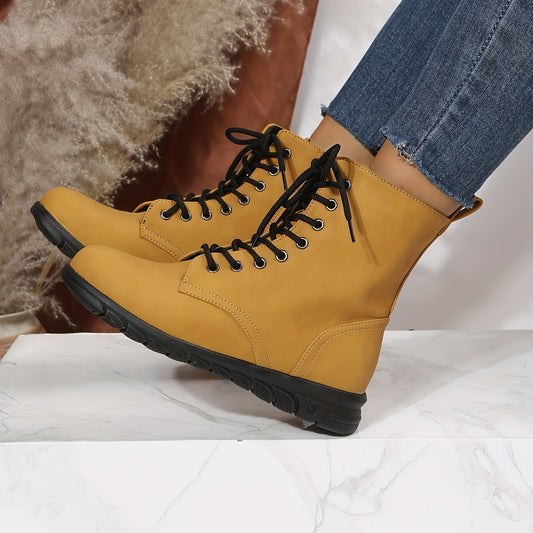 Women's Lace Up Short Boots Side Zipper Outdoor Comfort Booties