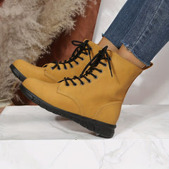 Women's Lace Up Short Boots Side Zipper Outdoor Comfort Booties
