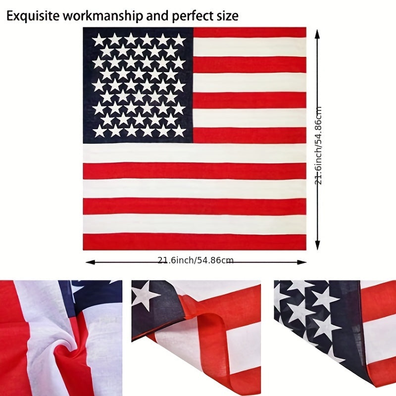 Cotton Sport Pocket Square Headscarf American Flag Print Headband Bandana