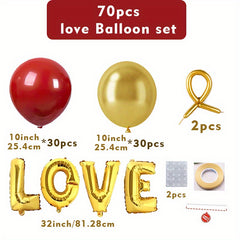 70-Piece Love Balloon Foil Set for Wedding & Themed Parties