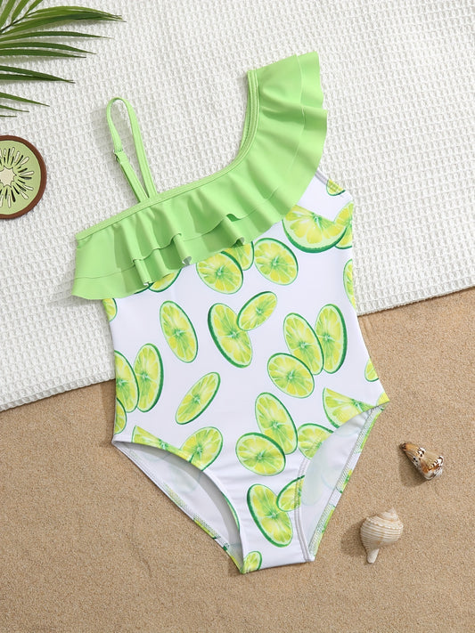 Toddler Girls Lemon Graphic One Piece Swimsuit