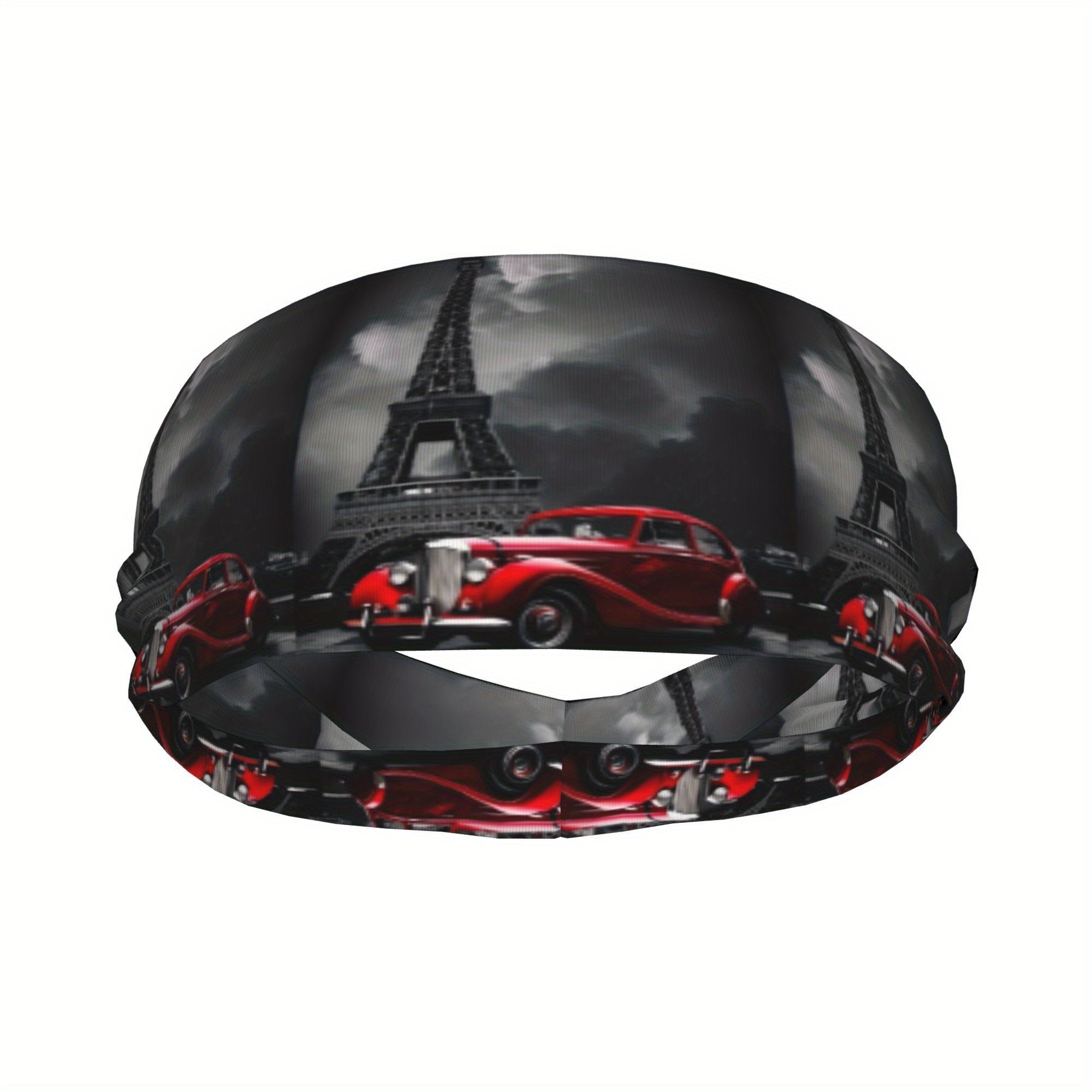 Paris Eiffel Tower & Vintage Car Sports Headband
