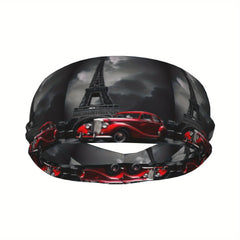 Paris Eiffel Tower & Vintage Car Sports Headband