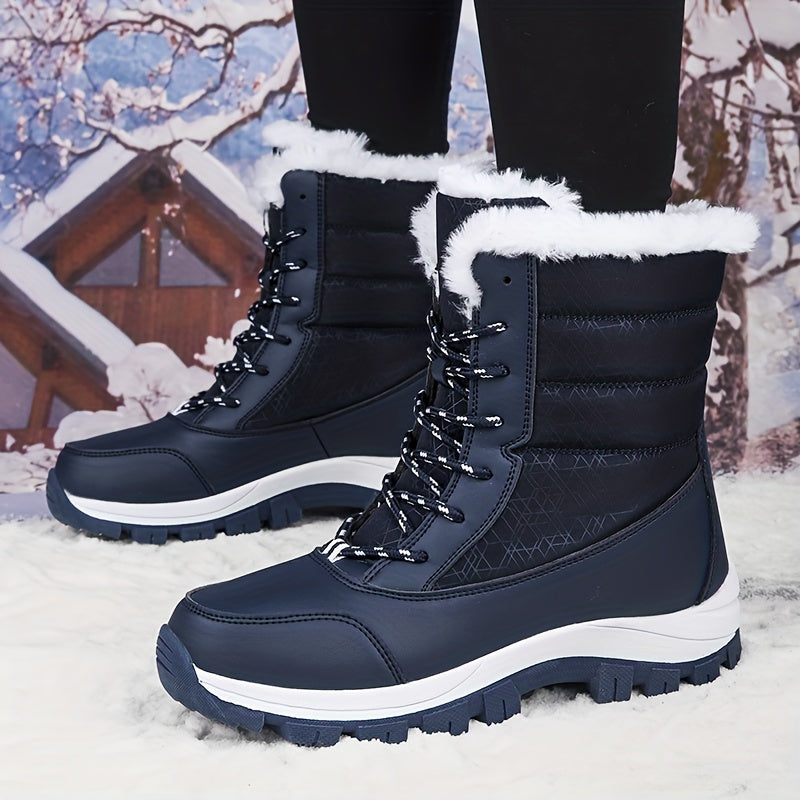 Women's Snow Boots With Fleece Lining Waterproof Hiking Boots