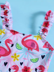 Sweet Girls Flamingo 1pc Swimsuit Bathing Suit Beach Vacation Gift