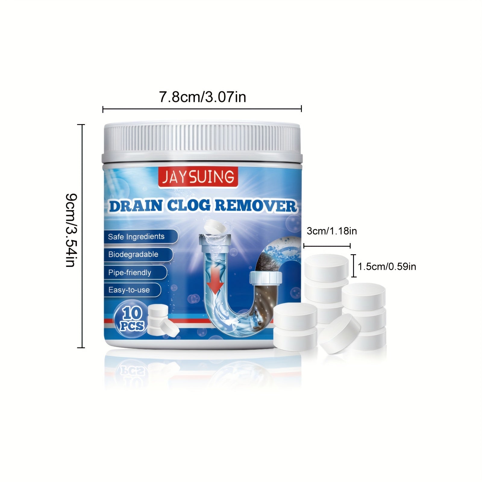 10pcs Drain Unblocker Tablet Kitchen Bathroom Anti-blockage Dredging Pipe