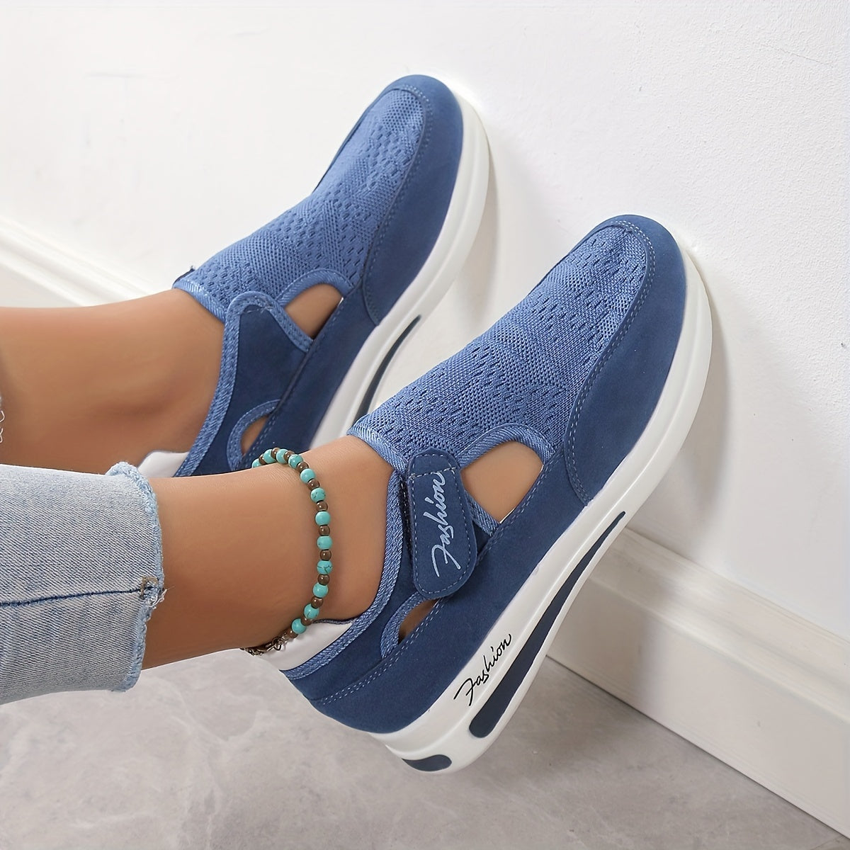 Women's Mesh Slip-On Platform Sneakers Thick Sole Casual Running Shoe