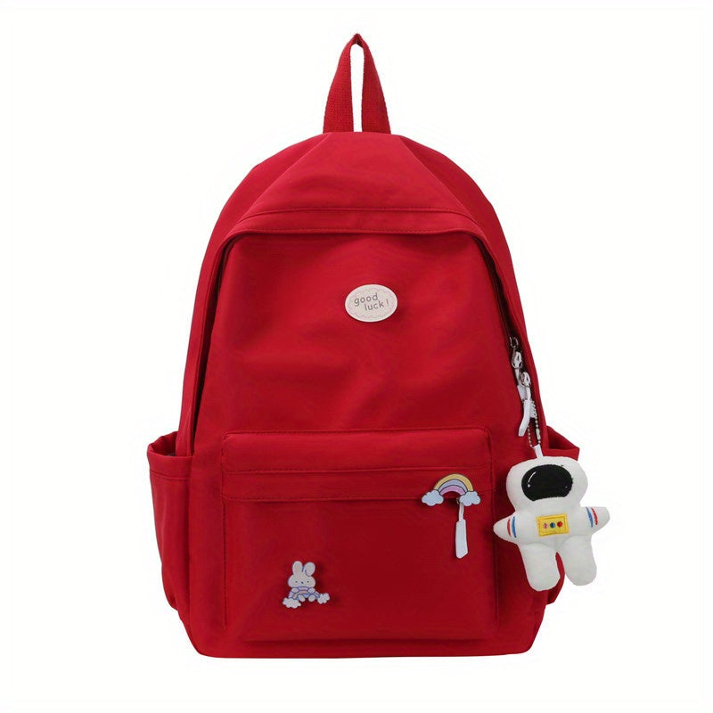 Casual Student Bag Lightweight Backpack With Pendant