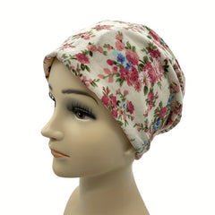 Floral Print Lightweight Beanie Elastic Skull Hat Women Turban Cap