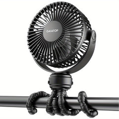 Portable Stroller Fan Clip-On 3 Speed Rechargeable 360 Rotate Handheld Desk Fan