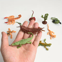 12pcs Realistic Insect Models PVC Figures 6 Variations Beige Brown Orange Green