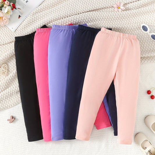 4pcs Girls' Skinny Leggings Set Stretch Ankle Length Kids Outfit
