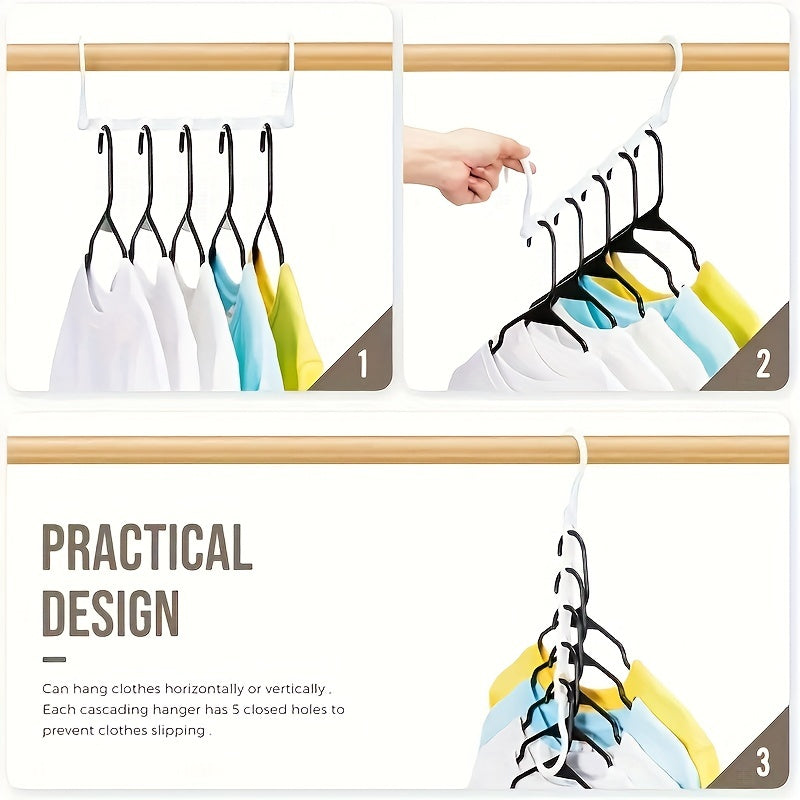 4pcs Plastic Space Saving Hangers 5 Slots Closet Organizer Wrinkle Clothes