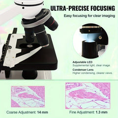 Professional Compound Binocular Microscope 2500X Magnification