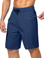 Men's Zip Pocket Swim Trunks Quick Dry UV Protection Beach Shorts