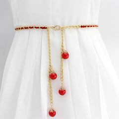 Faux Pearl Waist Chain Dress Accessories Metal Belt