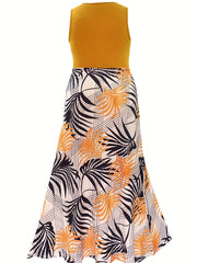  Tank Top & Tropical Print Skirt Set