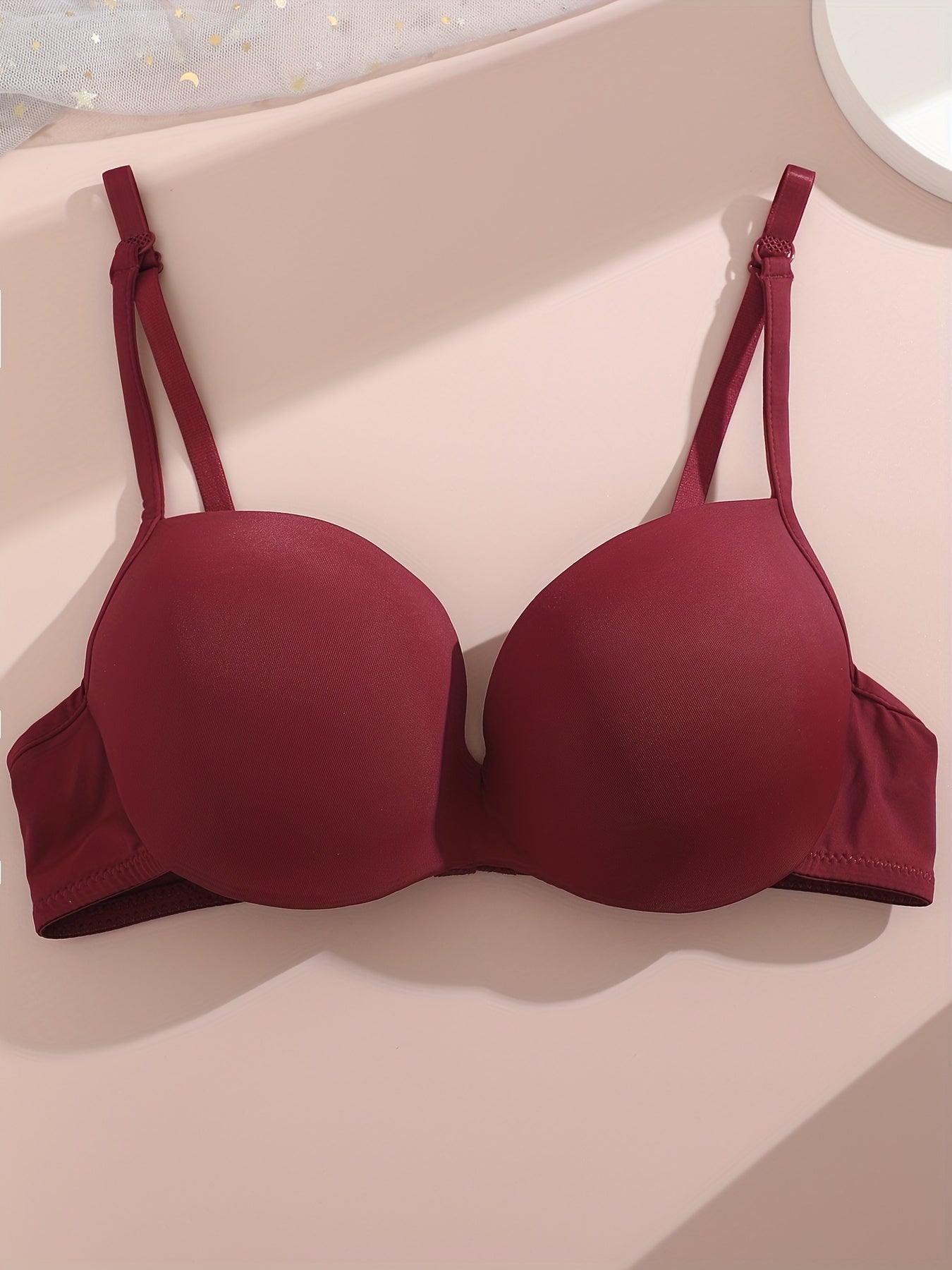 Comfy Push Up Bra Solid T Shirt Bra for Women