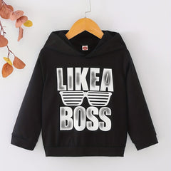Letter Print Boys Hooded Sweatshirt Spring Fall Kids Clothing