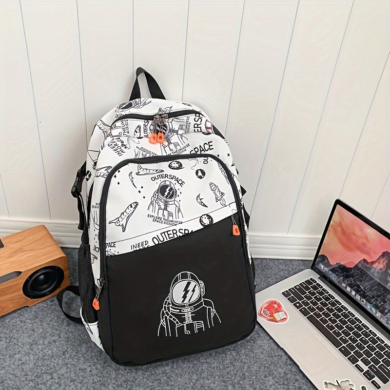 Nylon Student Backpack Casual Men Women Teens Zipper Close