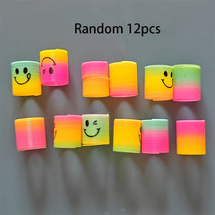 Mini Plastic Coil Spring Toys for Rainbow Themed Parties - 12pcs