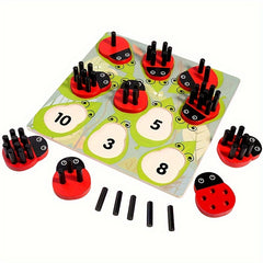 Wooden Pillar Counting & Matching Game for Hand Eye Coordination