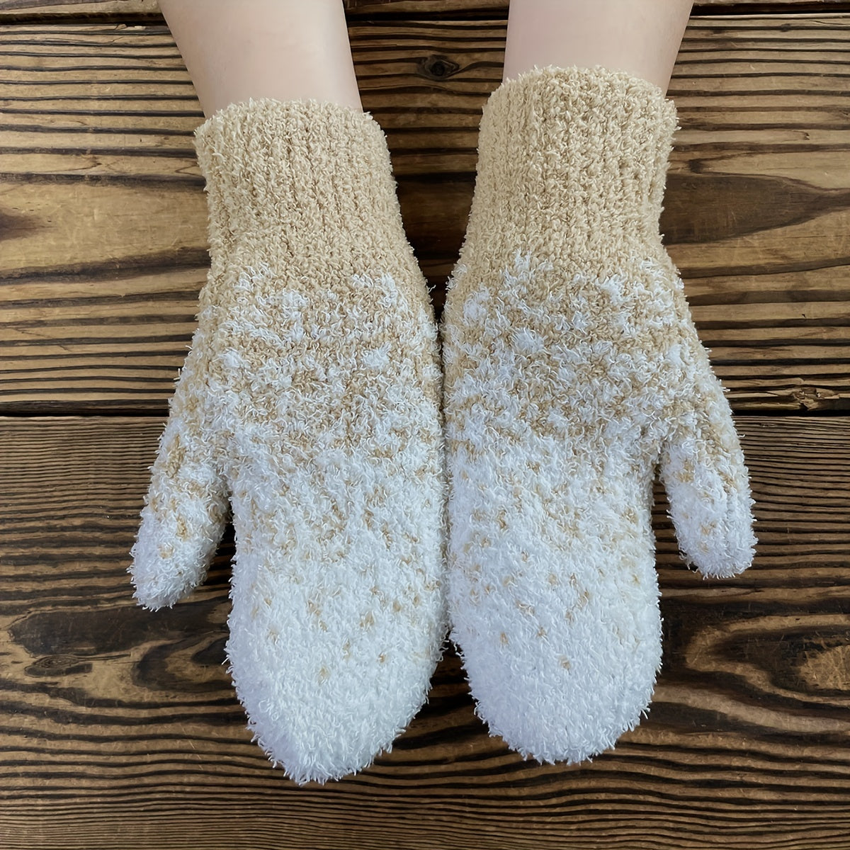Gradient Snowflake Gloves Short Warm Cold Protection Knitted Gloves