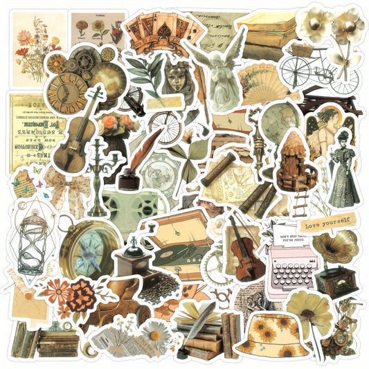 60pcs Vintage Waterproof Decorative Sticker Notebook Bike Water Bottle Diy