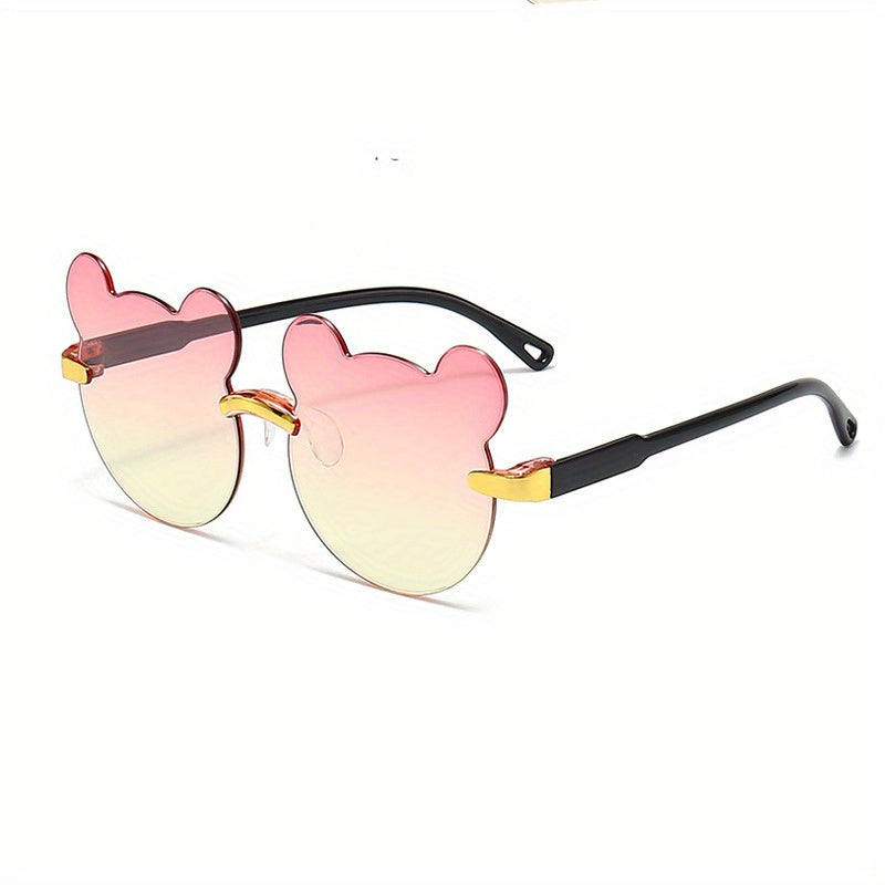Gradient Rimless Bear Sunglasses for Women and Kids, Summer Beach Pa