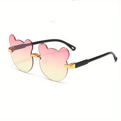 Gradient Rimless Bear Sunglasses for Women and Kids, Summer Beach Pa