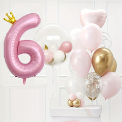 24pcs Crown Number Latex Balloon Set Birthday Party Decor Supplies
